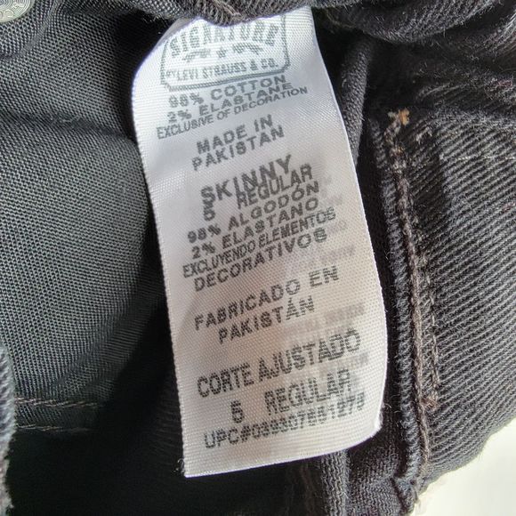 Signature By Levi Strauss & Co Black Denim Jeans Skinny - Size 5 Regular - Picture 7 of 7